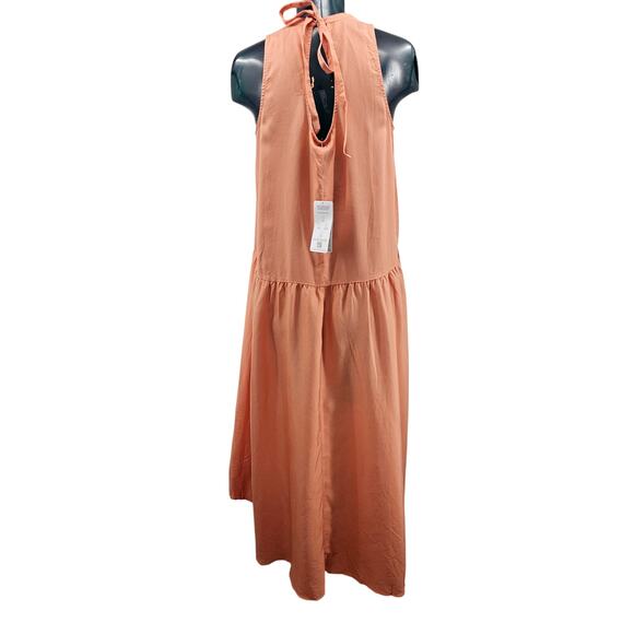 NEW David Meister Peach Orange Pastel High Low Halter Dress Size M 3374 - Picture 3 of 12